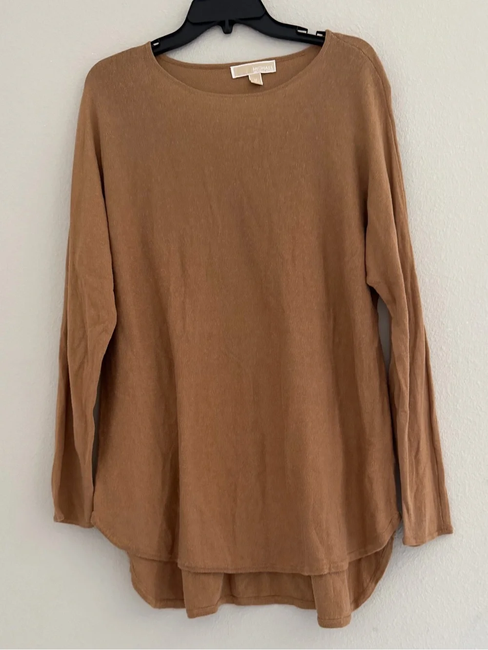 Michael Kors Long Sleeve Layered Hem Top - Tan